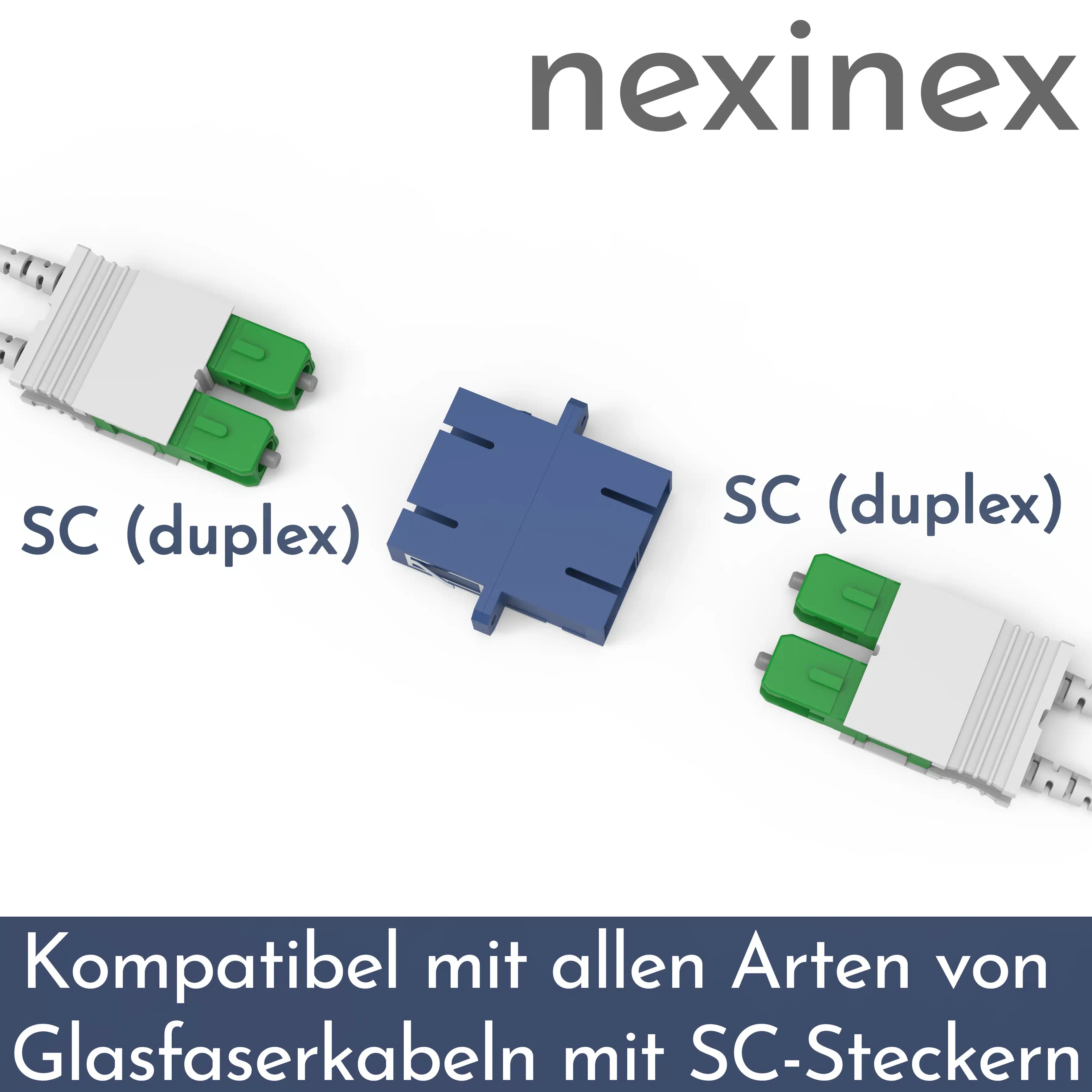 nexinex Glasfaserkabel Adapter | Kupplung SC auf SC Duplex | Verbinder für LWL Patchkabel | Buchse/weiblich – Bild 2
