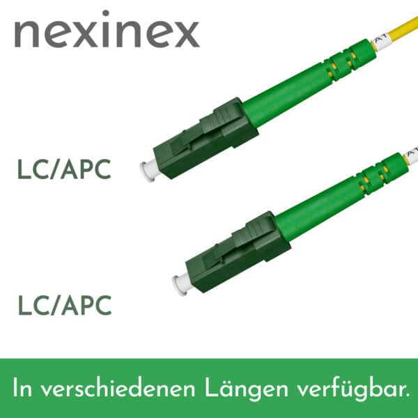 nexinex OS2 Glasfaserkabel LC/APC auf LC/APC (0,5 - 100m) Patchkabel | Simplex Singlemode FTTH Glasfaser LWL Lichtwellenleiter Kabel LC/LC – Bild 2