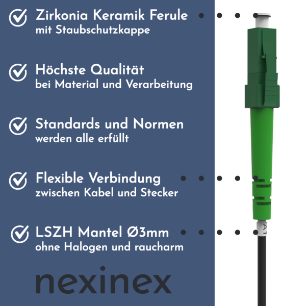 nexinex OS2 gepanzertes Glasfaserkabel LC/APC auf LC/APC (3 - 100m) Patchkabel | Simplex Singlemode FTTH Glasfaser LWL Lichtwellenleiter Kabel LC/LC – Bild 4