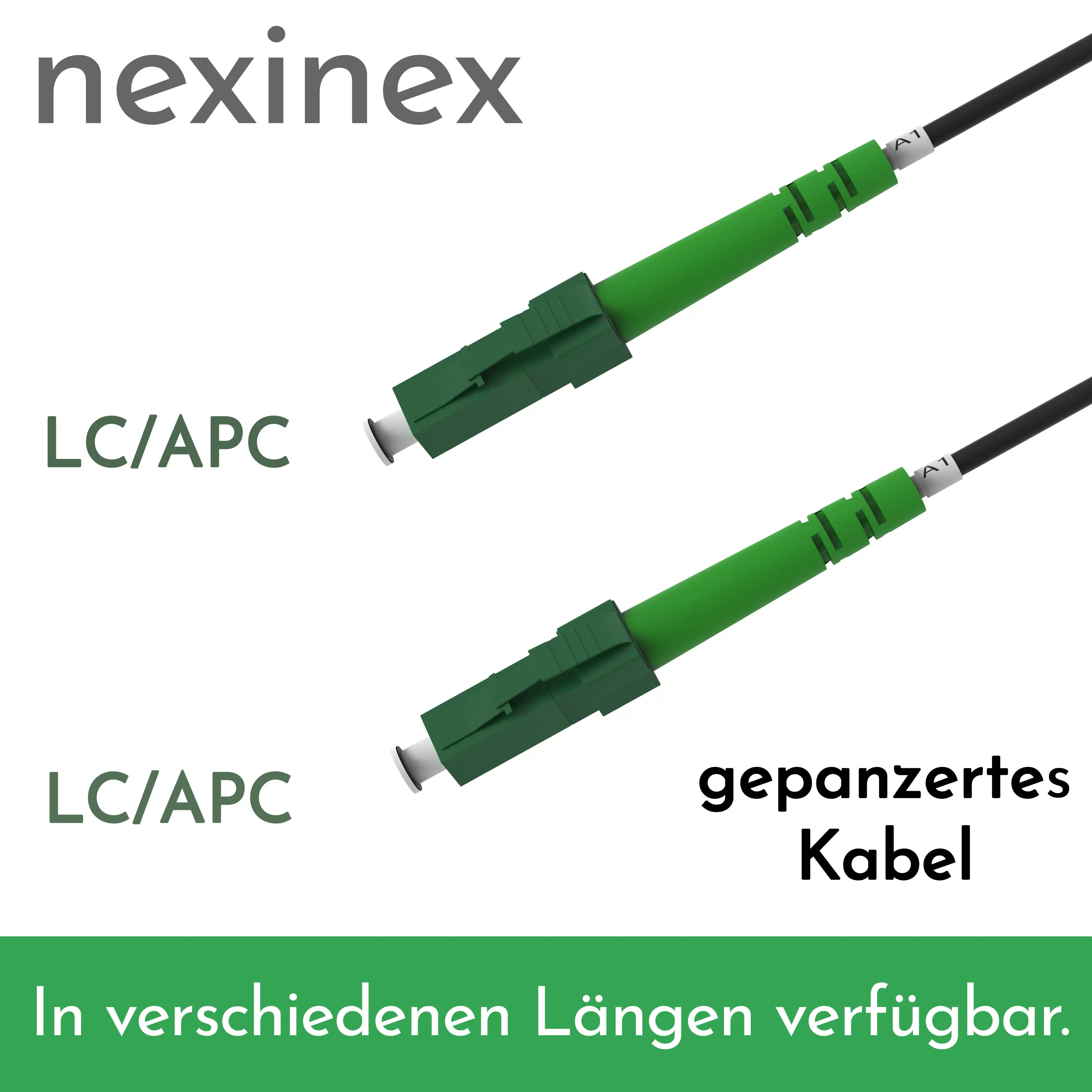 nexinex OS2 gepanzertes Glasfaserkabel LC/APC auf LC/APC (3 - 100m) Patchkabel | Simplex Singlemode FTTH Glasfaser LWL Lichtwellenleiter Kabel LC/LC – Bild 2