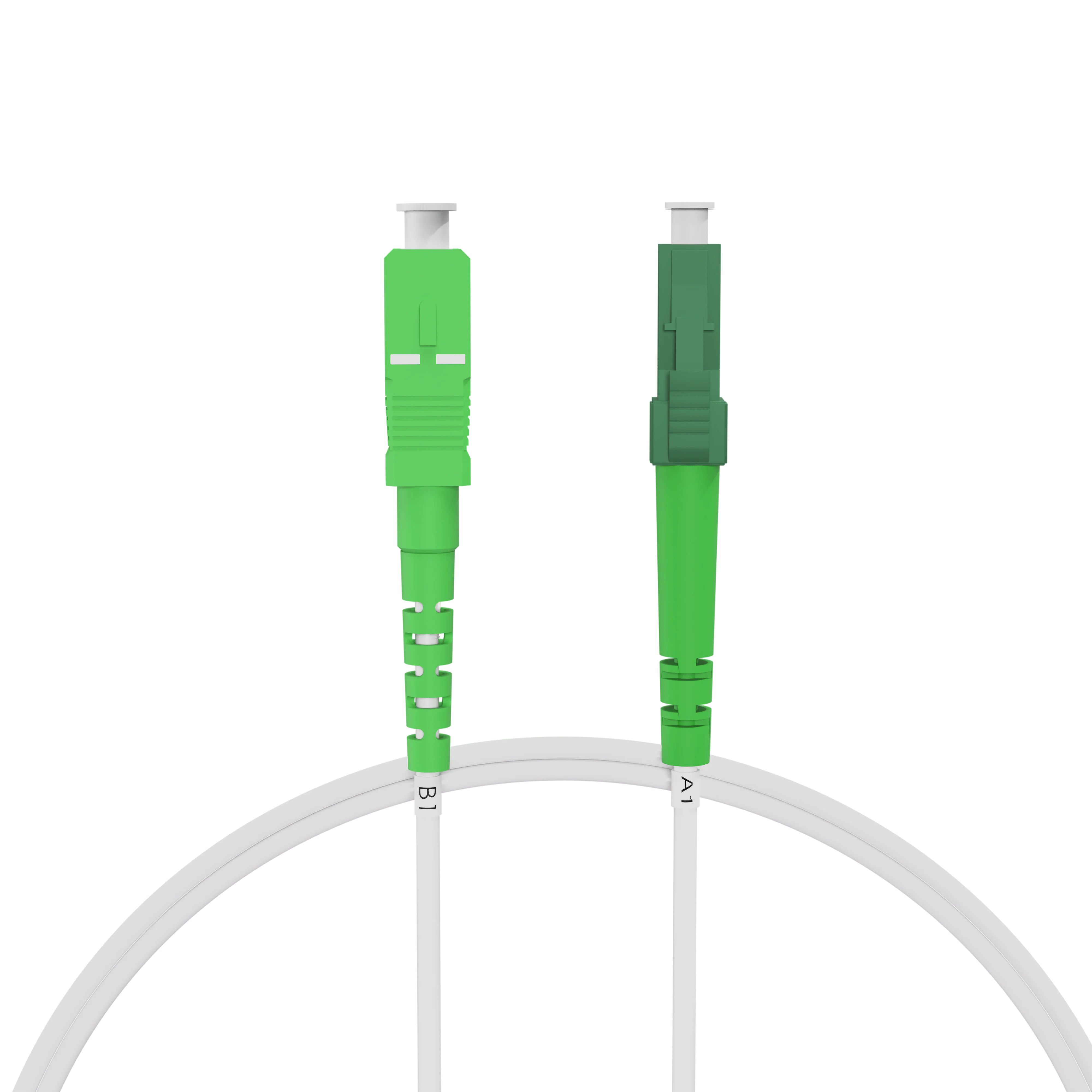 nexinex OS2 weißes Glasfaserkabel LC/APC auf SC/APC (0,5 - 100m) Patchkabel | Simplex Singlemode FTTH Glasfaser LWL Lichtwellenleiter Kabel LC/SC